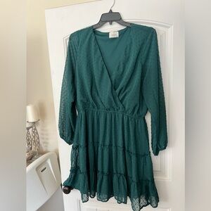 Plus green dress long sleeve 2x